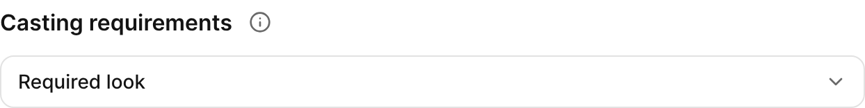 The Casting requirements section with the Find matching talent button.
