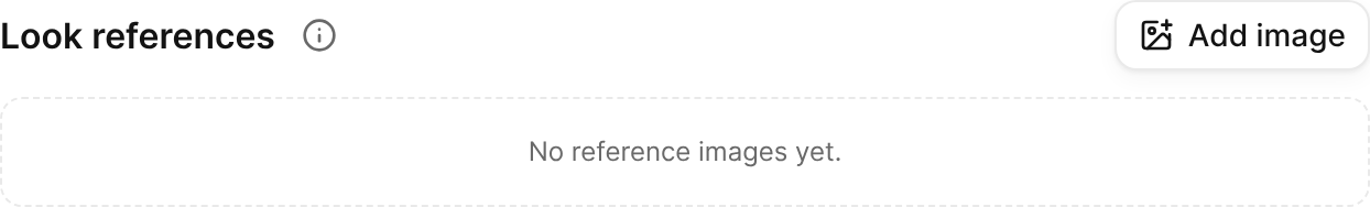 The Look references section on a character's page, with the Add image button.