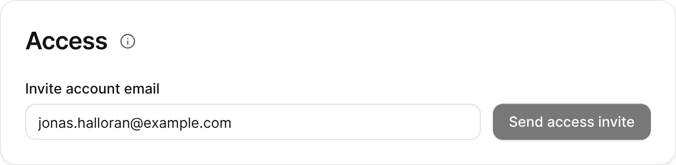 The Access card on a contact's page, for inviting the contact's FilmKit account.