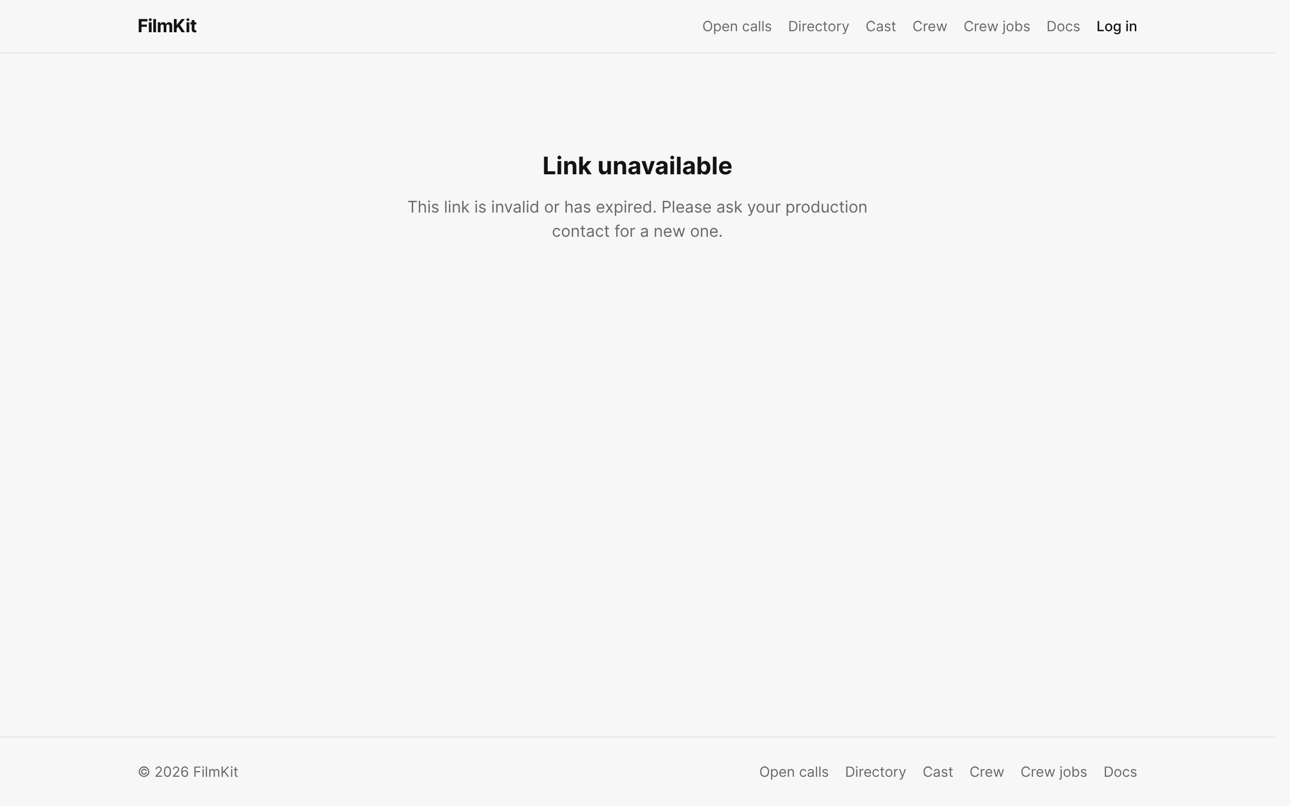 The Link unavailable page a recipient sees when a document link has expired or was revoked.