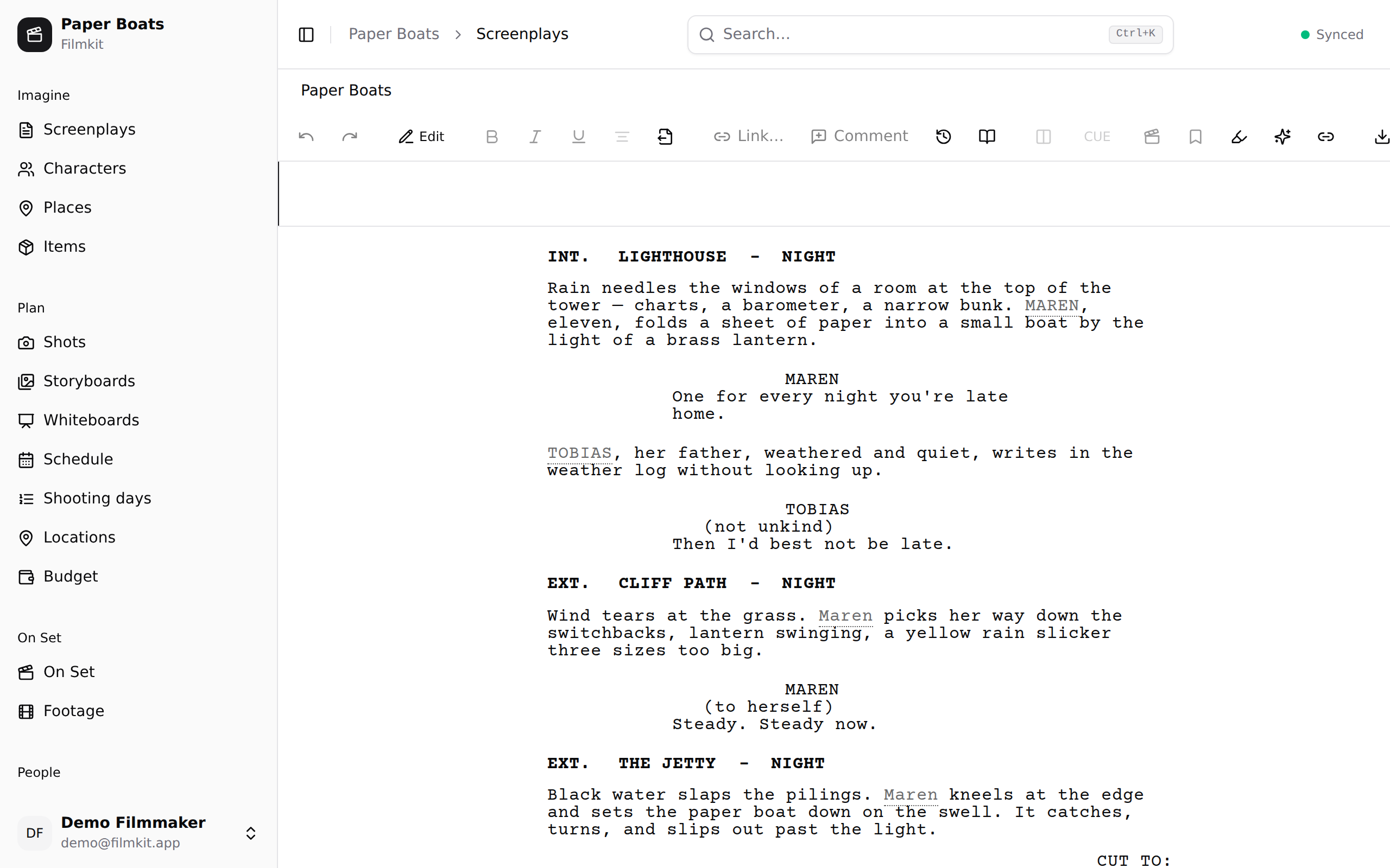The screenplay editor with live, real-time collaboration.